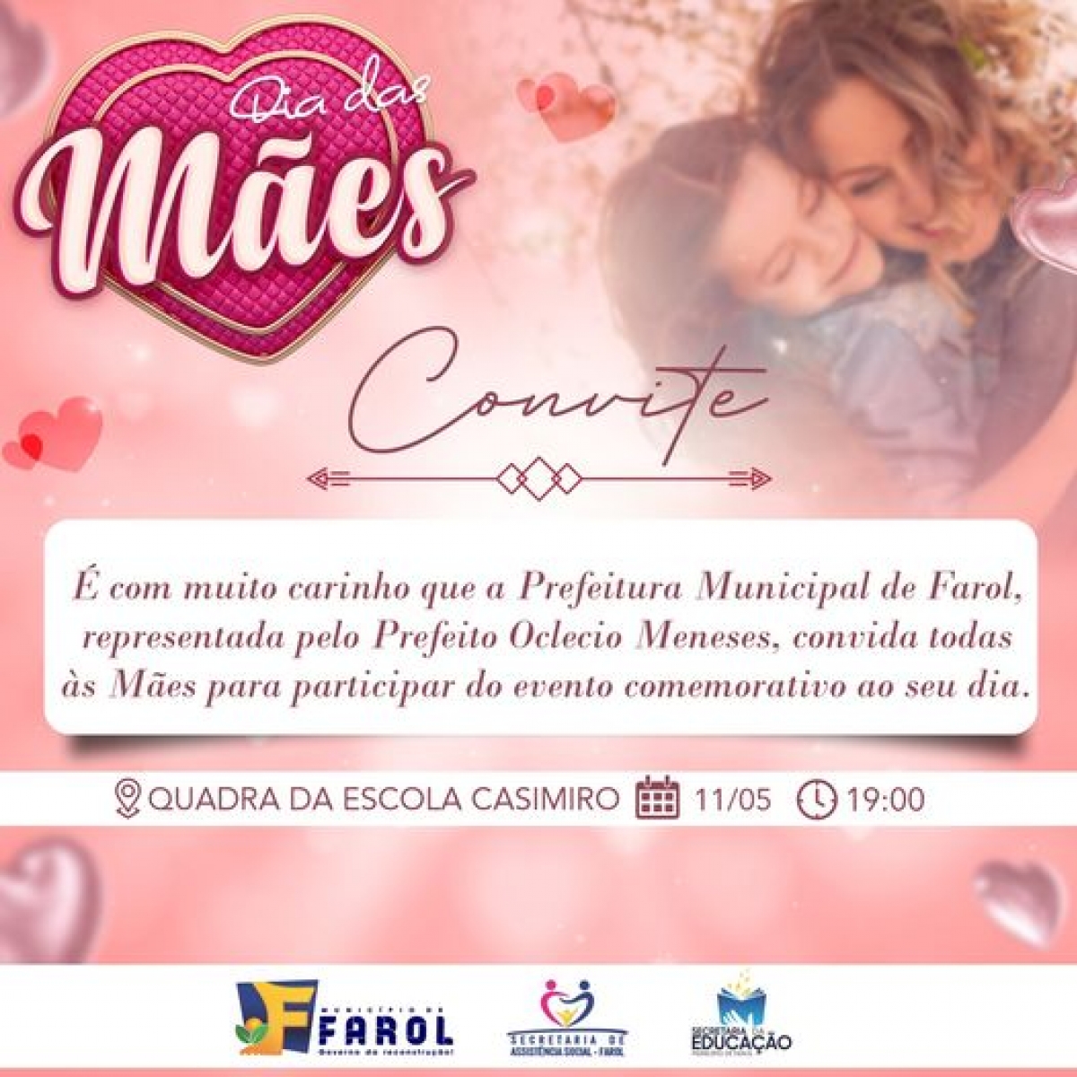 Comemoração do Dia das Mães nesta quinta-feira dia 11