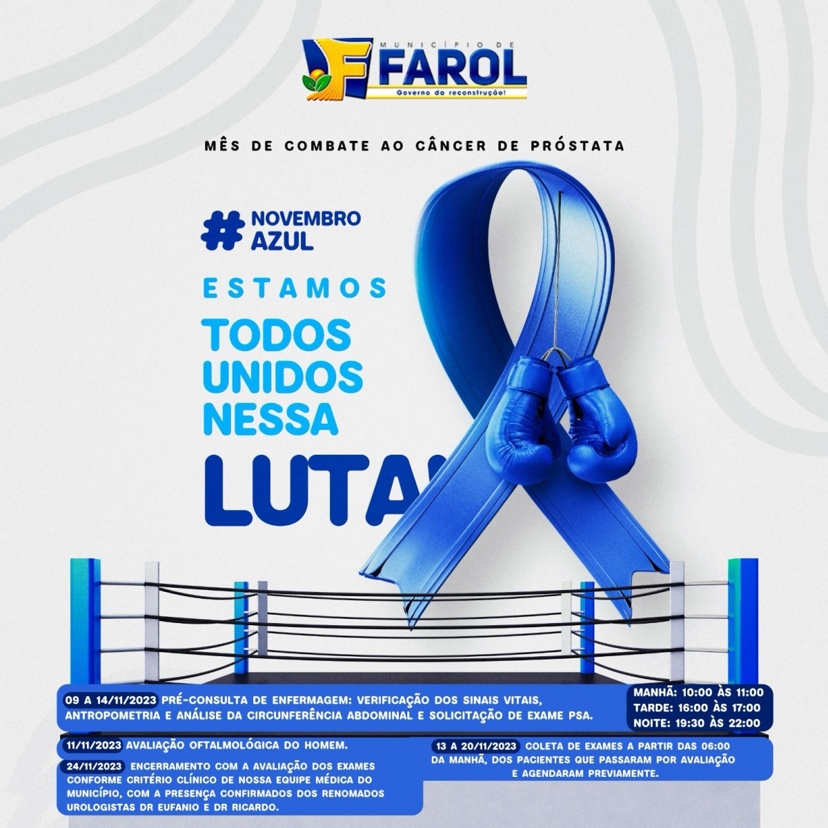 Prevenção: Campanha Novembro Azul promove ações, consultas e exames